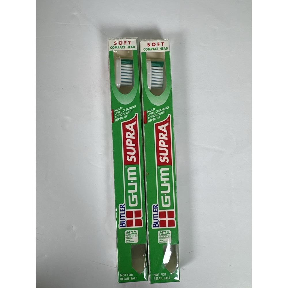Vintage Butler GUM Supra Toothbrush Soft Compact Head Lot 2 NOS Dentist